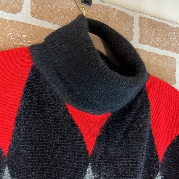 Vintage 1989 IB Diffusion sequin tunic sweater Large Black red turtleneck - Picture 2 of 7